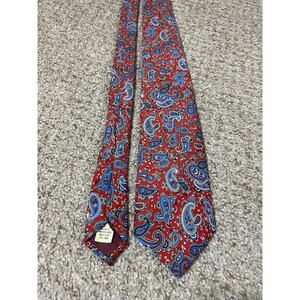 VTG Paisley Tie Mens Ketch 80s Retro Formal Wedding Office Suit Red USA